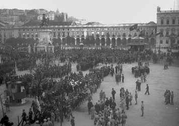 Overwinningsvieringen op Praca do Comercio, Lissabon, 1918